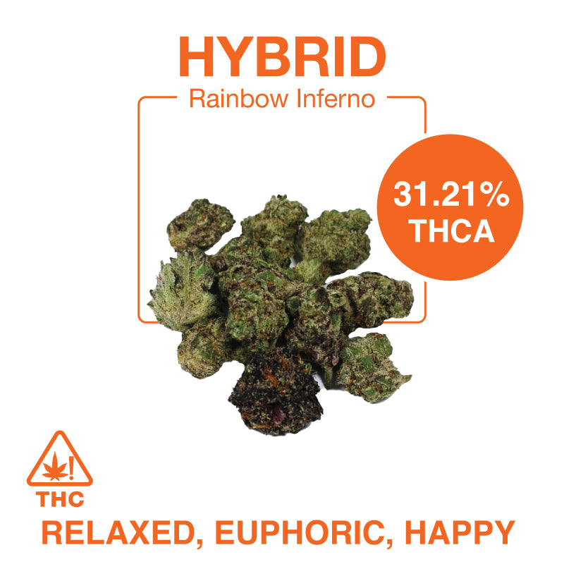 THC-A Flower – Rainbow Inferno Smalls – Hybrid